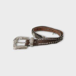 Blazin Roxx Scalloped Croc Print Belt Size XL Genuine Leather Studded Flawed